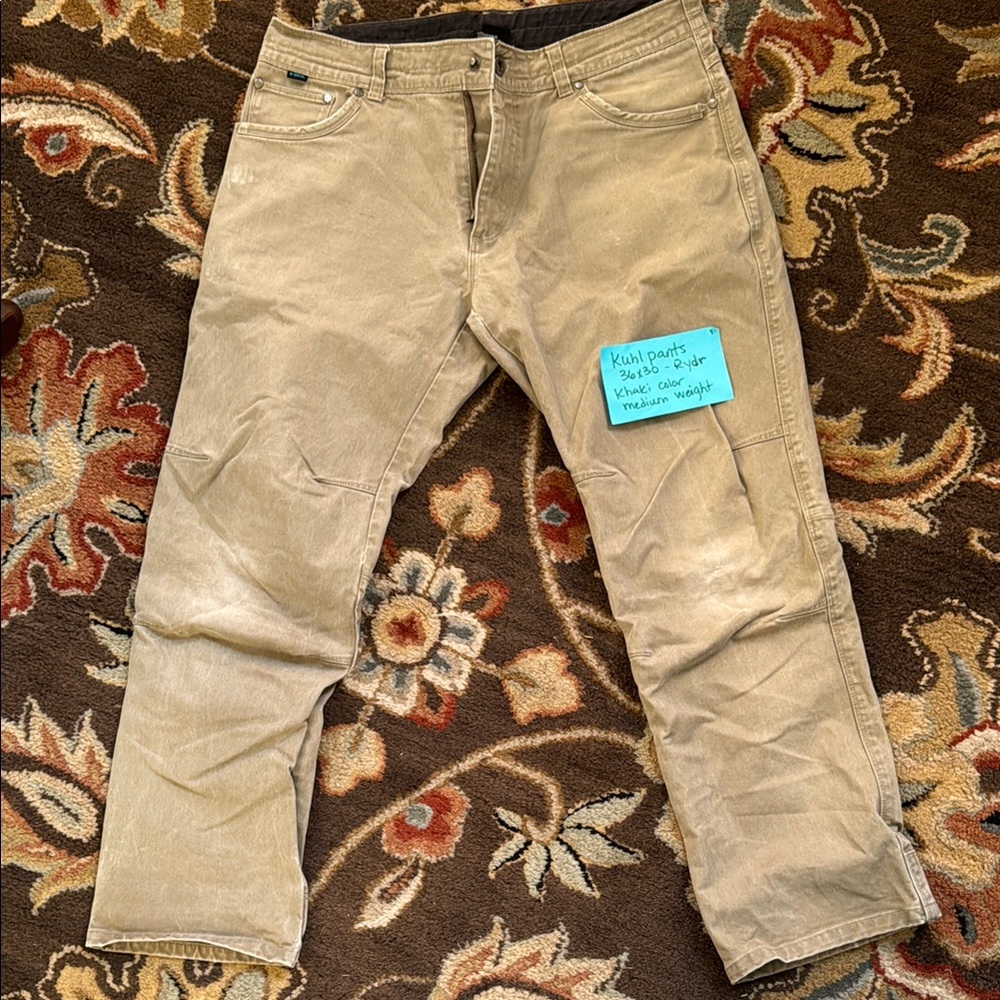 Kuhl pants 36x30 Ryder style medium weight khaki color